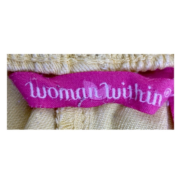 Woman Within Women’s Long Shorts Plus Sz 14W Bright Yellow Elastic Waist Pockets - Picture 6 of 8